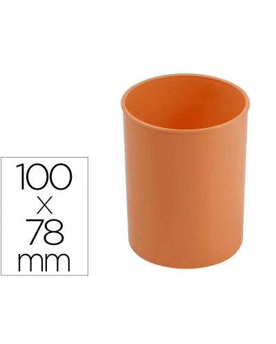 Cubilete portalapices faibo plastico color naranja pastel 78 mm diametro x 100 mm alto