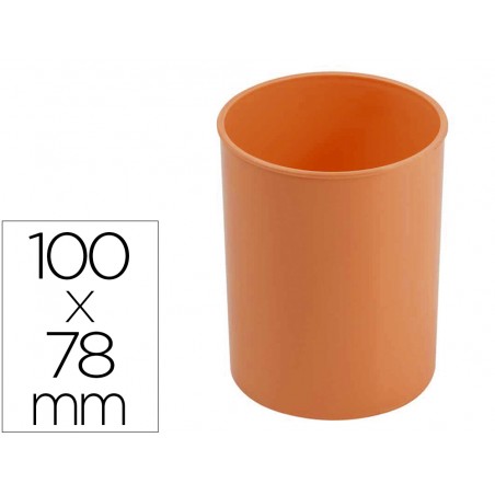 Cubilete portalapices faibo plastico color naranja pastel 78 mm diametro x 100 mm alto