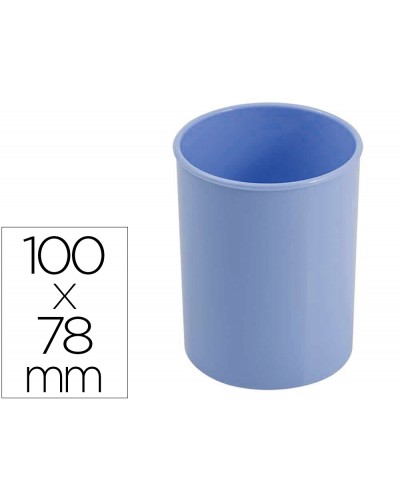 Cubilete portalapices faibo plastico color azul pastel 78 mm diametro x 100 mm alto