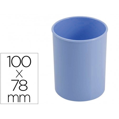 Cubilete portalapices faibo plastico color azul pastel 78 mm diametro x 100 mm alto