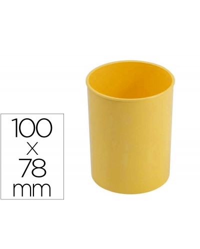 Cubilete portalapices faibo plastico color amarillo pastel 78 mm diametro x 100 mm alto