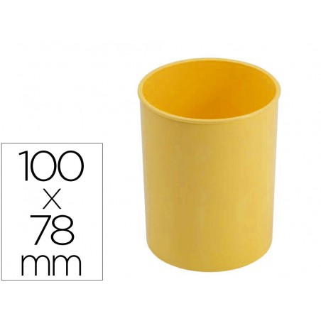 Cubilete portalapices faibo plastico color amarillo pastel 78 mm diametro x 100 mm alto