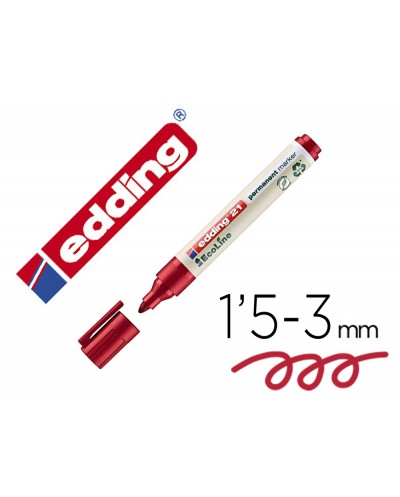 Rotulador edding 21 marcador permanente ecoline 90 reciclado color rojo punta redonda 15 3 mm recargable
