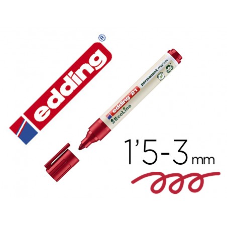 Rotulador edding 21 marcador permanente ecoline 90 reciclado color rojo punta redonda 15 3 mm recargable