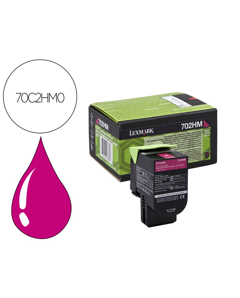 Toner lexmark laser 70c2hm0 cs310 410 magenta 3000 paginas