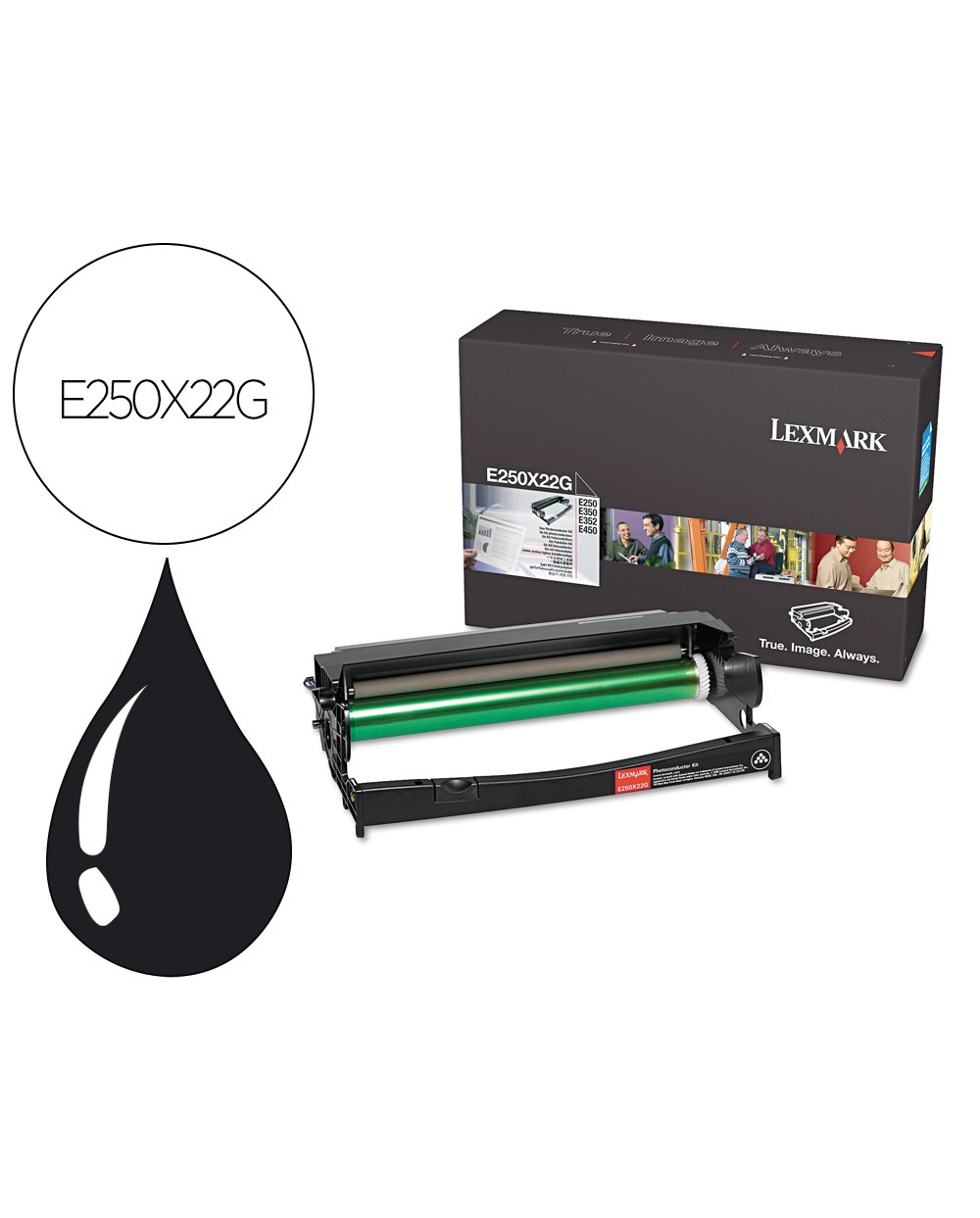 Tambor lexmark e250x22g e250 e350 e352 e450 negro 30000 paginas