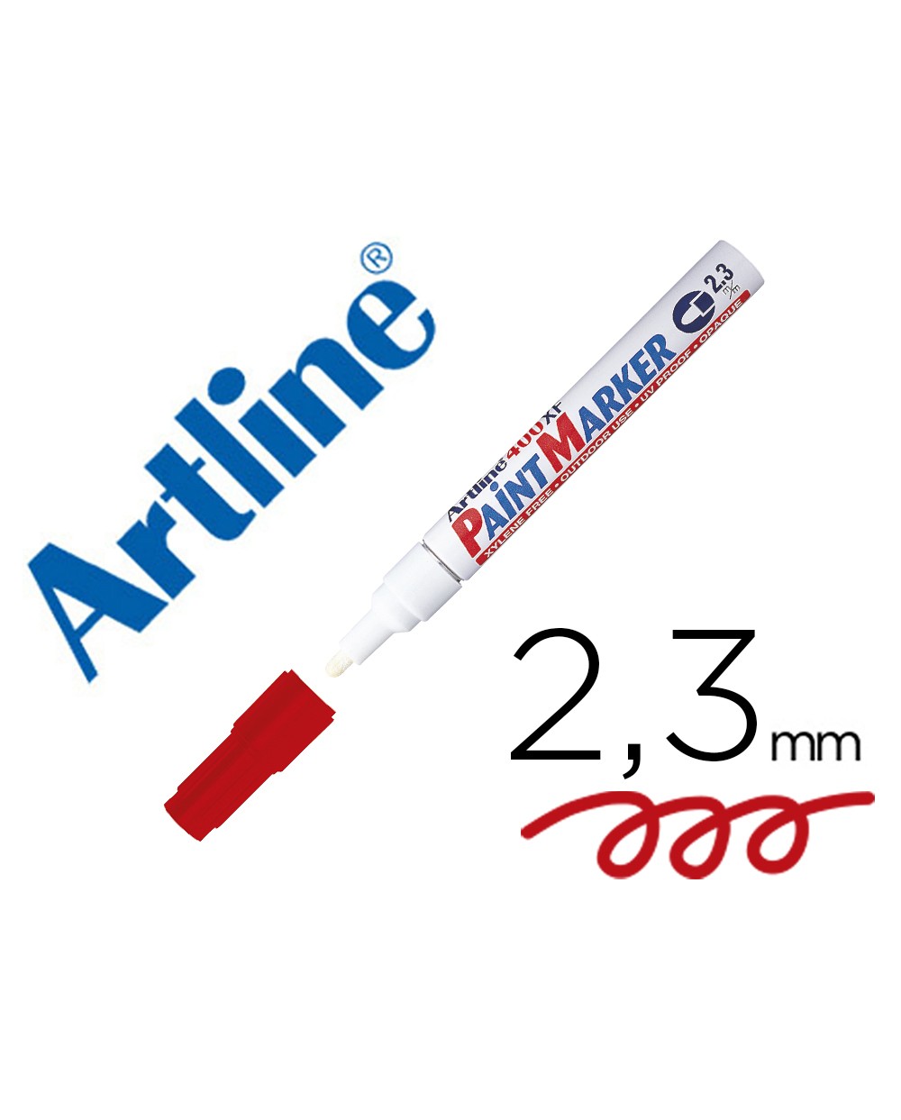 Rotulador artline marcador permanente ek 400 xf rojo punta redonda 23 mm metal caucho y plastico