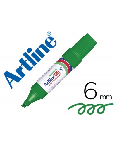Rotulador artline marcador permanente ek 50 verde punta biselada 6 mm papel metal y cristal