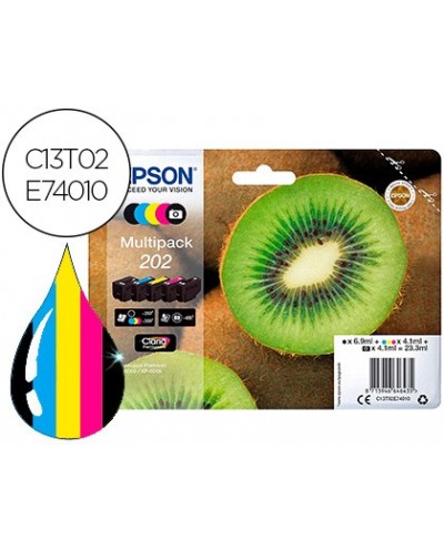 Ink jet epson 202 xp 6000 xp 6005 xp 6100 xp 6105 pack 5 negro amarillo cian magenta photo negro 300 pag