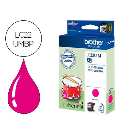 Ink jet brother lc22umbp xl dcp j785dw dcp j785dwxl mfc j985dw mfc j985dw magenta 1200 pag