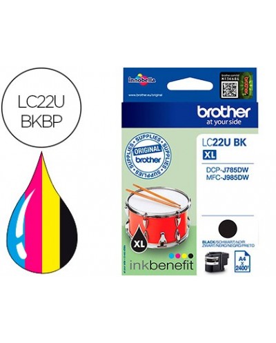 Ink jet brother lc22ubk xl dcp j785dw dcp j785dwxl mfc j985dw mfc j985dw negro 2400 pag