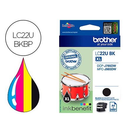 Ink jet brother lc22ubk xl dcp j785dw dcp j785dwxl mfc j985dw mfc j985dw negro 2400 pag