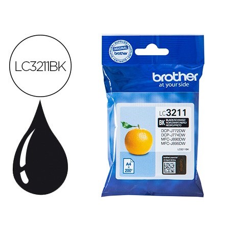 Ink jet brother lc3211bk dcp j572 dcp j772 dcp j774 mfc j890 mfc j895 negro 200 pag