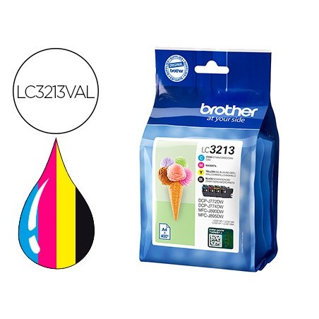 Ink jet brother lc3213 dcp j572 dcp j772 mfc j890pack 4 colores negro amarillo cian magenta