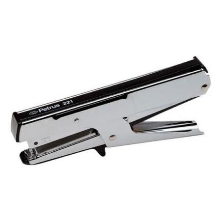 Grapadora petrus de tenaza 221 metalica capacidad de grapado 20 hojas usa grapas 23 6