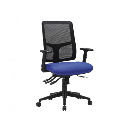 Silla rocada de oficina con brazos respaldo en malla transpirable y asiento regulable tapizado en tela