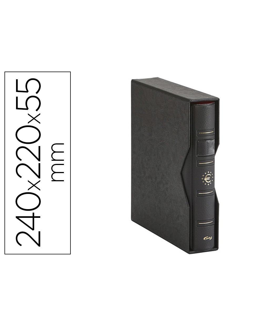 Album numismatico pardo similpiel 4 anillas con cajetin color negro 240x220x55 mm