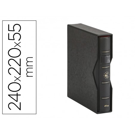 Album numismatico pardo similpiel 4 anillas con cajetin color negro 240x220x55 mm