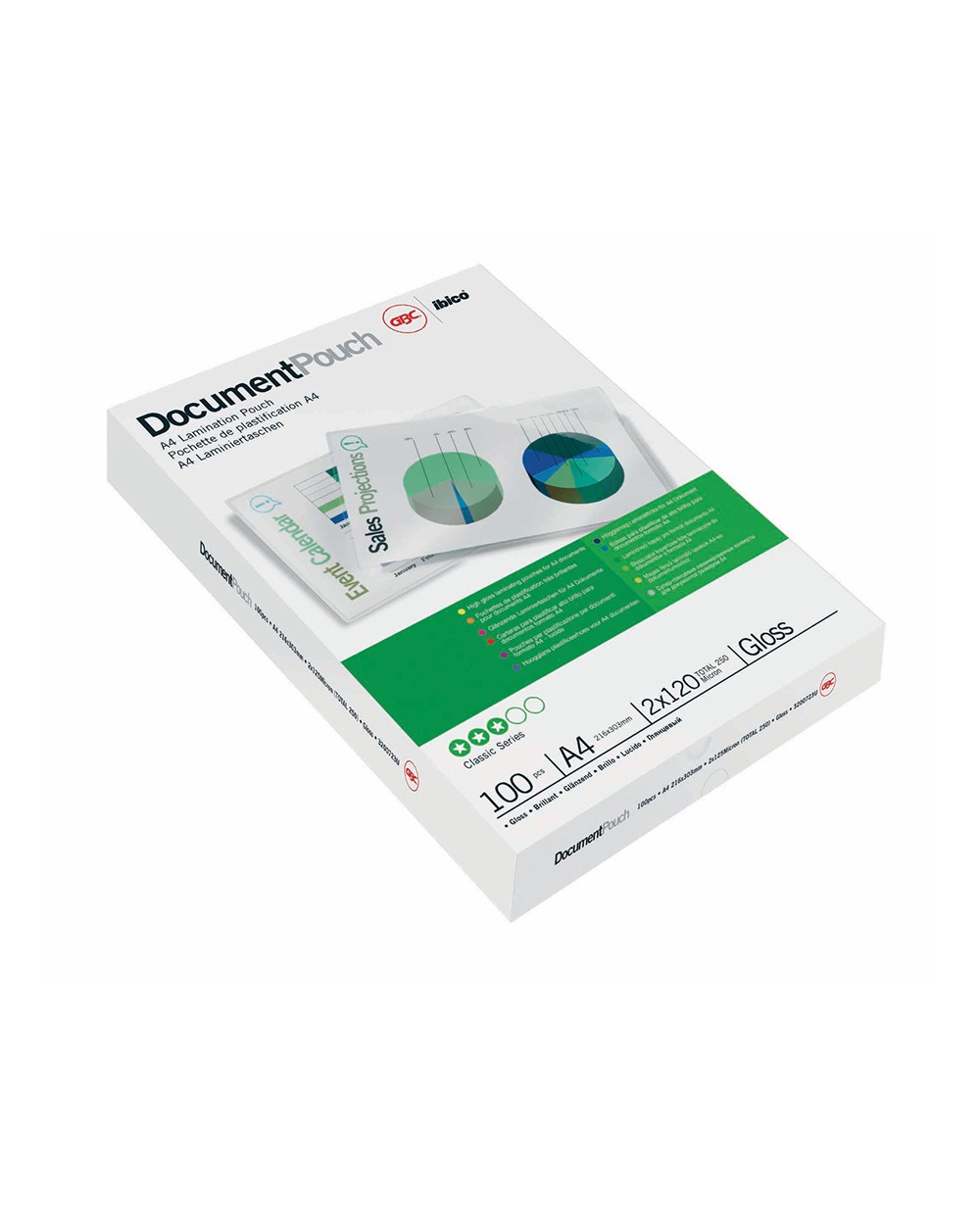 Bolsa de plastificar gbc din a4 2x80 micras brillo caja de 100 unidades