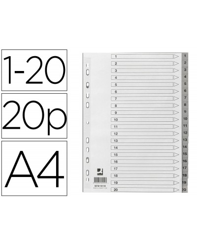 Separador numerico q connect plastico 1 20 juego de 20 separadores din a4 multitaladro
