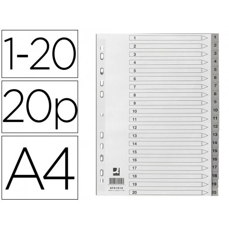 Separador numerico q connect plastico 1 20 juego de 20 separadores din a4 multitaladro