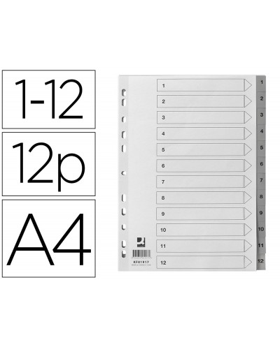 Separador numerico q connect plastico 1 12 juego de 12 separadores din a4 multitaladro