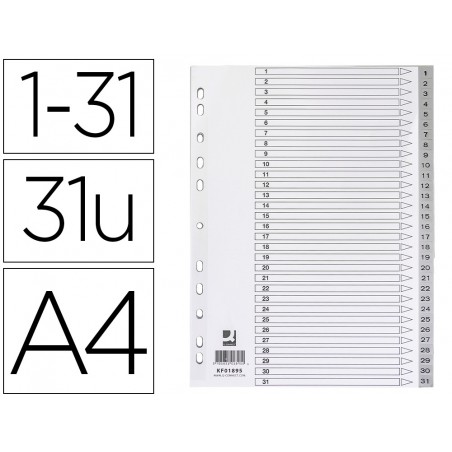 Separador numerico q connect plastico 1 31 juego de 31 separadores din a4 multitaladro