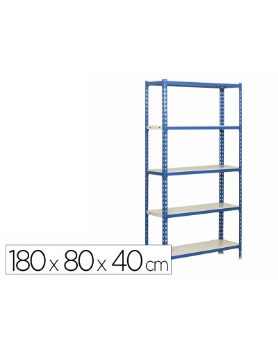 Estanteria metalica simonrack simon click mini 5 400 color azul blanco 5 estantes 180 kg por estante 180x80x40 cm
