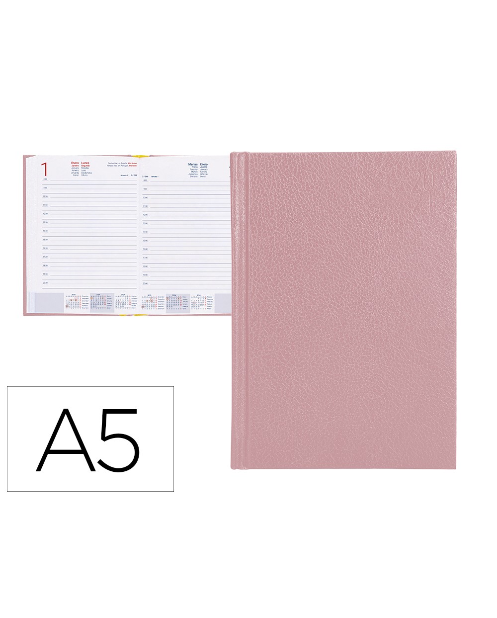 Agenda encuadernada liderpapel corfu 15x21 cm 2024 dia pagina color nude papel 60 gr