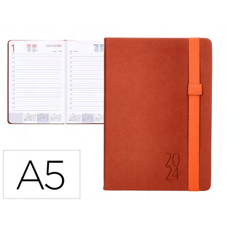 Agenda encuadernada liderpapel larisis 15x21 cm 2024 dia pagina color rojo papel 70 gr