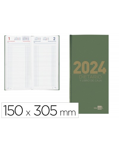 Dietario liderpapel 15x305cm 2024 dos tercios papel 70 gr color verde