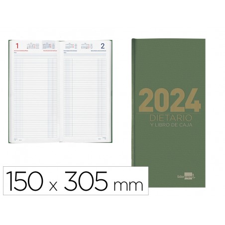 Dietario liderpapel 15x305cm 2024 dos tercios papel 70 gr color verde