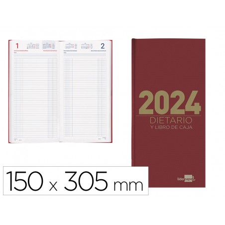Dietario liderpapel 15x305cm 2024 dos tercios papel 70 gr color rojo