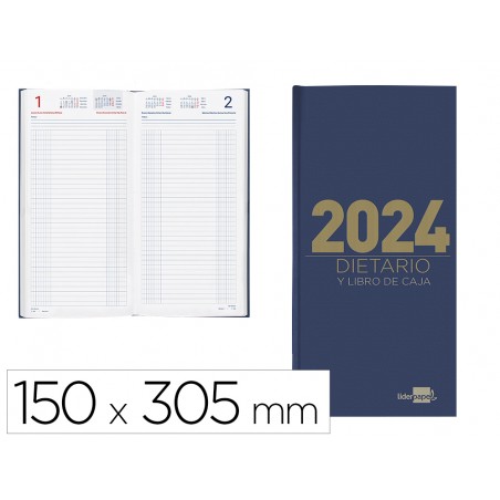 Dietario liderpapel 15x305cm 2024 dos tercios papel 70 gr color azul