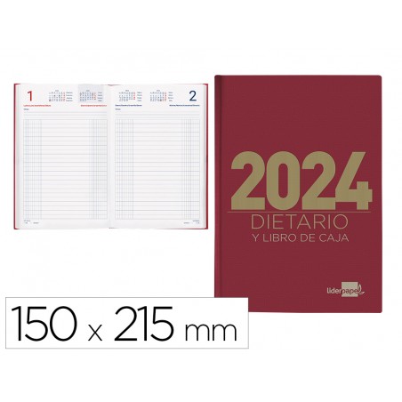 Dietario liderpapel 15x215 cm 2024 cuarto papel 70 gr color rojo