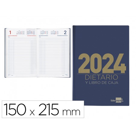 Dietario liderpapel 15x215 cm 2024 cuarto papel 70 gr color azul