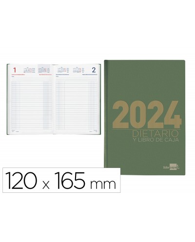 Dietario liderpapel 12x165 cm 2024 octavo papel 70 gr color verde