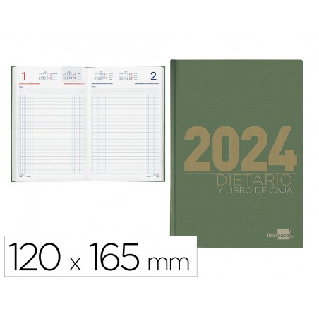 Dietario liderpapel 12x165 cm 2024 octavo papel 70 gr color verde