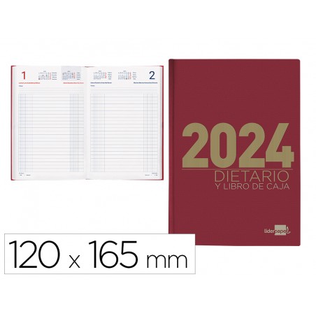 Dietario liderpapel 12x165 cm 2024 octavo papel 70 gr color rojo