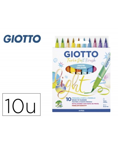 Rotulador giotto turbo soft brush pastel punta de pincel caja de 10 unidades colores surtidos