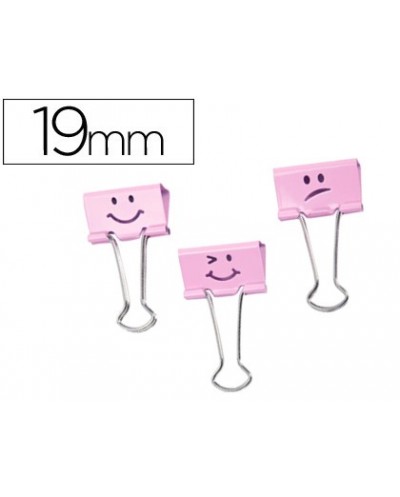 Pinza metalica rapesco reversible 19 mm emojis rosa cajita de 20 unidades