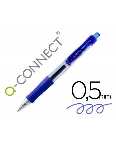 Boligrafo q connect sigma retractil con sujecion de caucho tinta gel 05 mm color azul