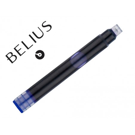 Tinta estilografica belius azul caja 6 cartuchos