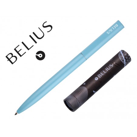 Boligrafo belius rocket b alum inio diseno minimalista azul caja cilindrica tinta azul