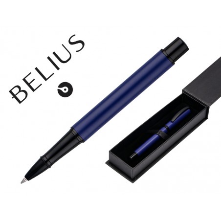 Boligrafo belius turbo alumini o diseno azul y negro tinta azul caja de diseno
