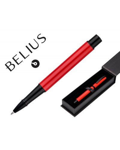 Boligrafo belius turbo alumini o diseno rojo y negro tinta azul caja de diseno