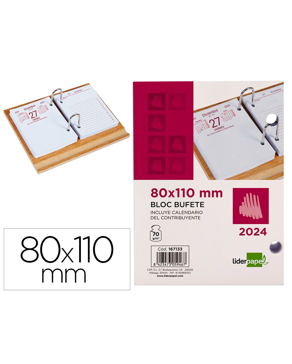 Bloc bufete liderpapel 2024 80x110 mm papel 70 gr texto en castellano
