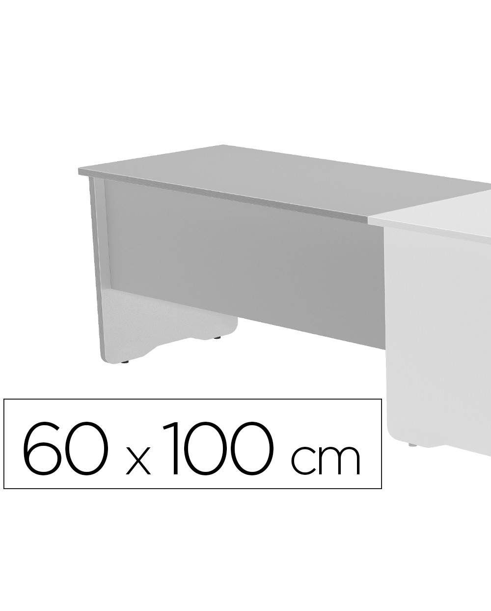 Ala para mesa rocada serie work 60x100 cm derecha o izquierda acabado ab02 aluminio gris