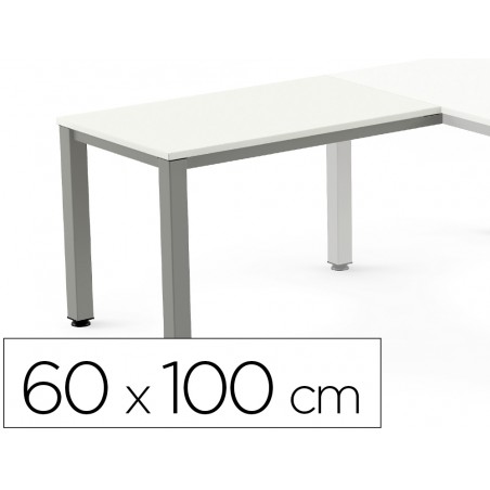 Ala para mesa rocada serie executive 60x100 cm derecha o izquierda acabado ad04 aluminio blanco
