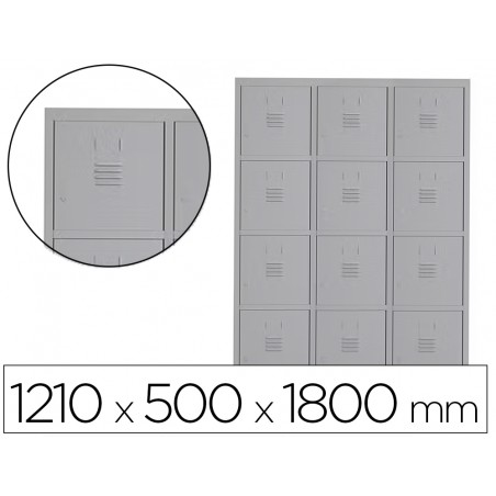 Taquilla metalica rocada 400 3 modulos x 4 puertas gris 1210x500x1800 mm